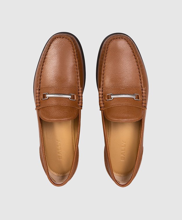 Bally Коричневые кожаные лоферы Drift MSF0LOVT824 изображение 4