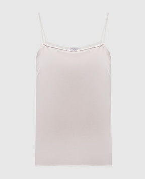 Peserico Білий топ із шовку з ланцюжком моніль A08921D07325