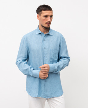 Stefano Ricci Блакитна сорочка з льону MC007893BX2922