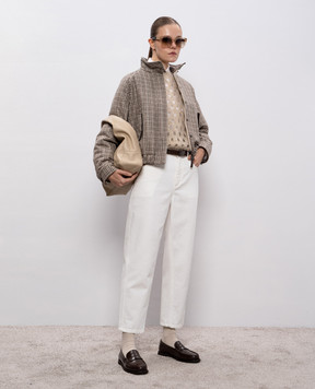 Brunello Cucinelli Бежевая куртка из шерсти в клетку MG5237693P