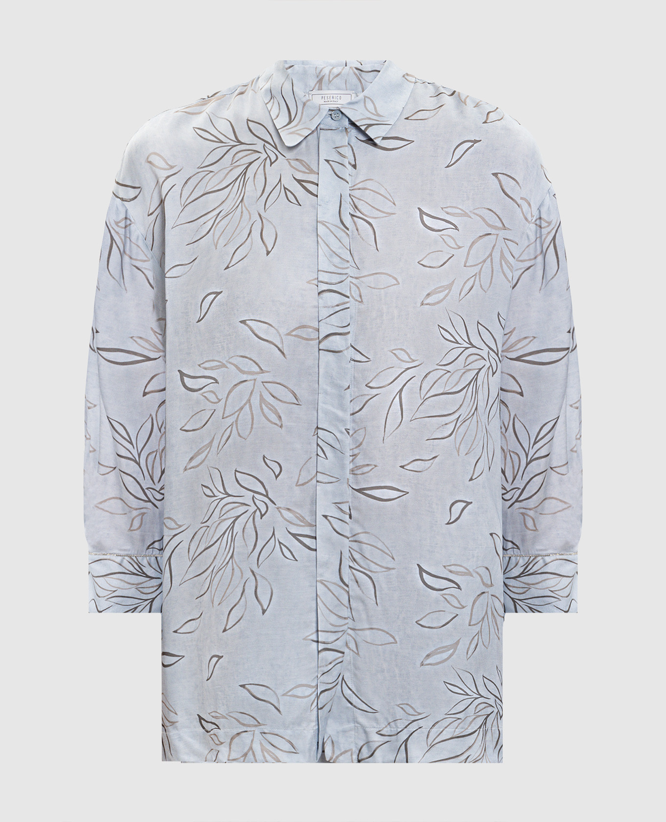 Голубая блузка в принт с цепочкой мониль