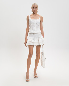 Charo Ruiz Белая юбка мини Nerissa с оборками 263401