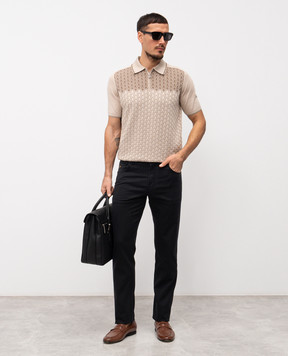 Stefano Ricci Бежевое поло с шелком K818109P31F26175