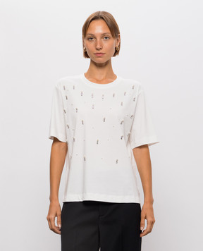Twinset Футболка кольору айворі з кристалами 262AT2220