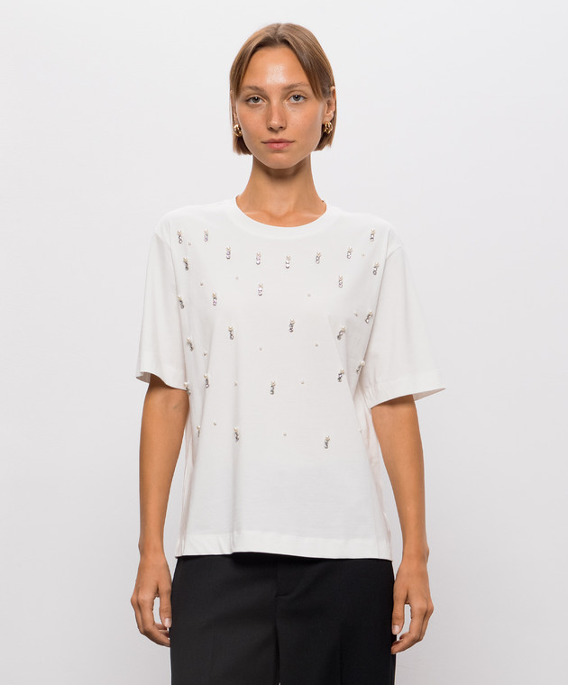 Twinset Футболка цвета айвори с кристаллами 262AT2220 изображение 3
