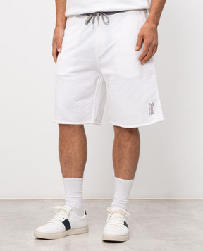 Brunello Cucinelli Білі шорти з принтом монограми MR8313375G