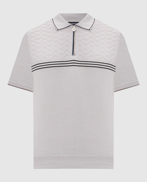 Stefano Ricci Сіре поло з шовком з блискавкою K818117P31F26283