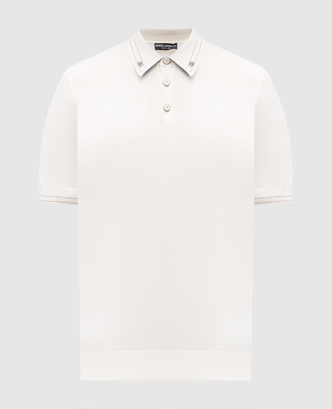 Белое поло из шелка с логотипом