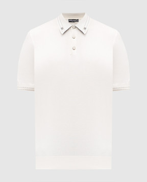 Dolce&Gabbana Біле поло із шовку з логотипом GXZ02TJBSOI