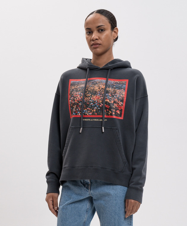 Off-White Сіре худі Flowers Field 2FE00447T зображення 3