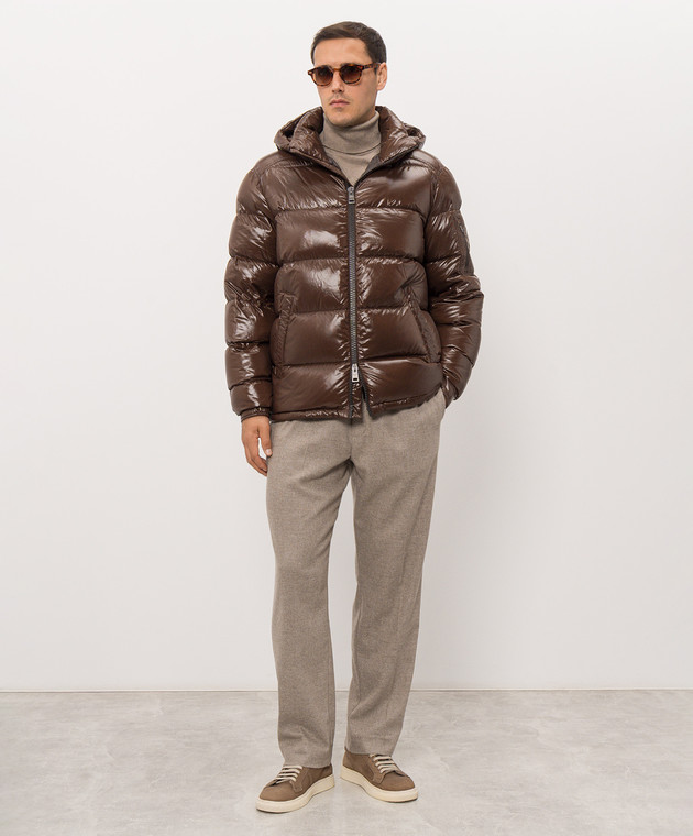 Herno Коричневий пуховик з нашивкою монограми PI001416U12973 зображення 2