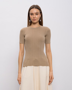 Agnona Бежевий топ з шовком в рубчик KT090157Q180P