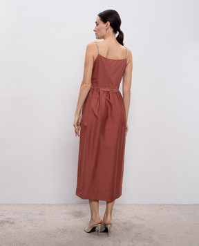 Peserico Червона сукня міді з ланцюжком A025101979A