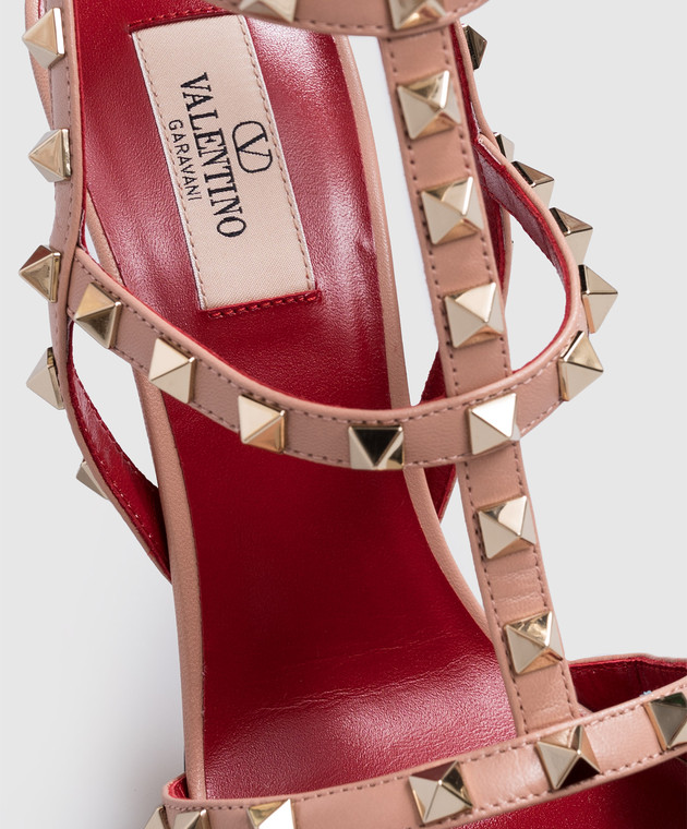 Valentino Рожеві шкіряні босоніжки Rockstud 9W2S0PV4WZD зображення 7