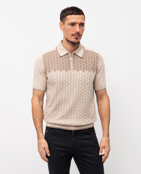 Stefano Ricci Бежевое поло с шелком K818109P31F26175