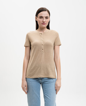 Solotre Бежевая футболка с леном M1AB0132
