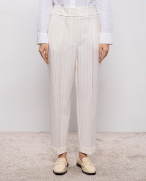 Peserico Белые брюки с шерстью в полоску P0487402045