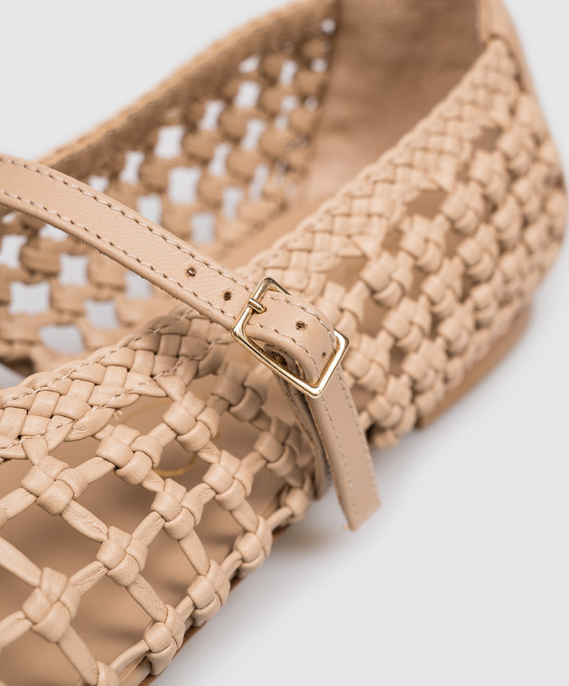 Babe Pay Pls Бежеві шкіряні балетки з плетінням BALETY зображення 5