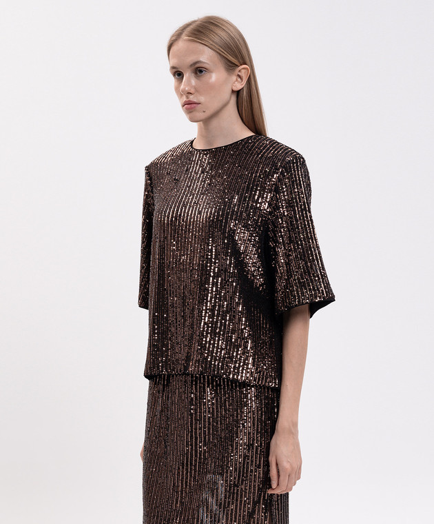 Twinset Коричневая блуза в пайетке 262TT2143 изображение 3