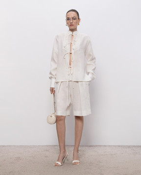 Ermanno Scervino Life Блуза цвета айвори из льна D484K612GQII