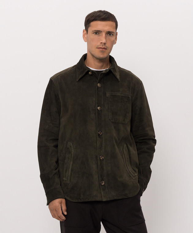 Brett Johnson Зелена замшева куртка FW26L6SUVNO зображення 3