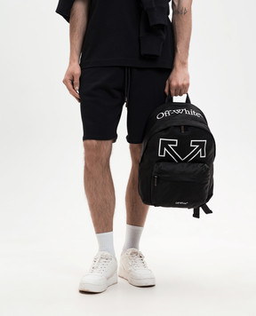 Off-White Чорний рюкзак з принтом логотипа та емблеми OMNB126C99FAB001