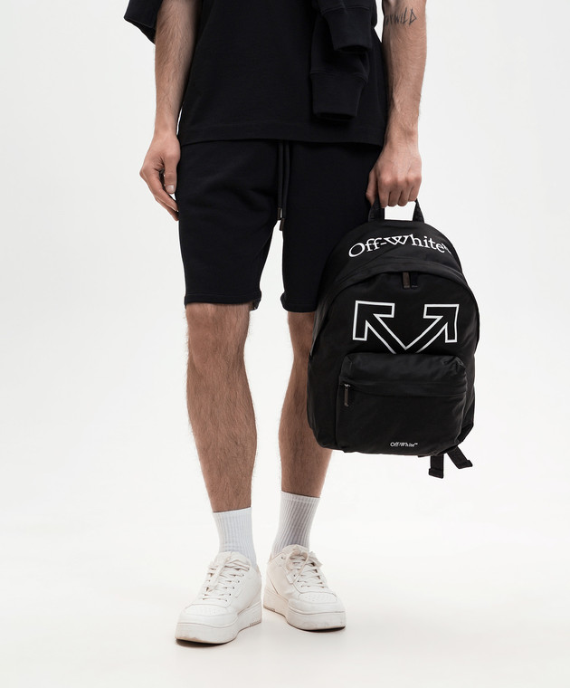 Off-White Чорний рюкзак з принтом логотипа та емблеми OMNB126C99FAB001 зображення 2