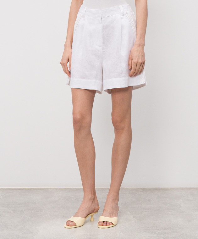 Max & Co Белые шорты Melia из льна MCOOMELIA изображение 3