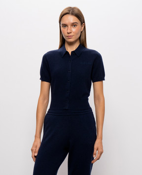 Sporty & Rich Синий кардиган Jannie с короткими рукавами WS10085326BL106