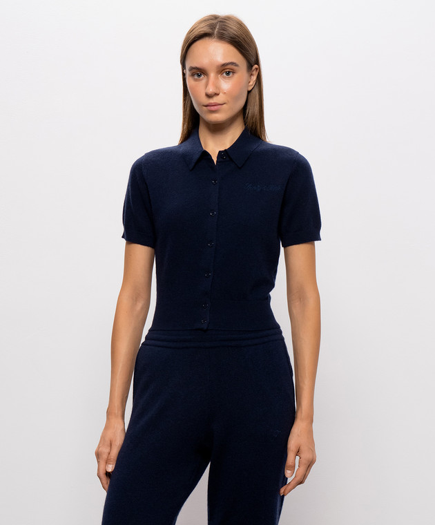 Sporty & Rich Синий кардиган Jannie с короткими рукавами WS10085326BL106 изображение 3