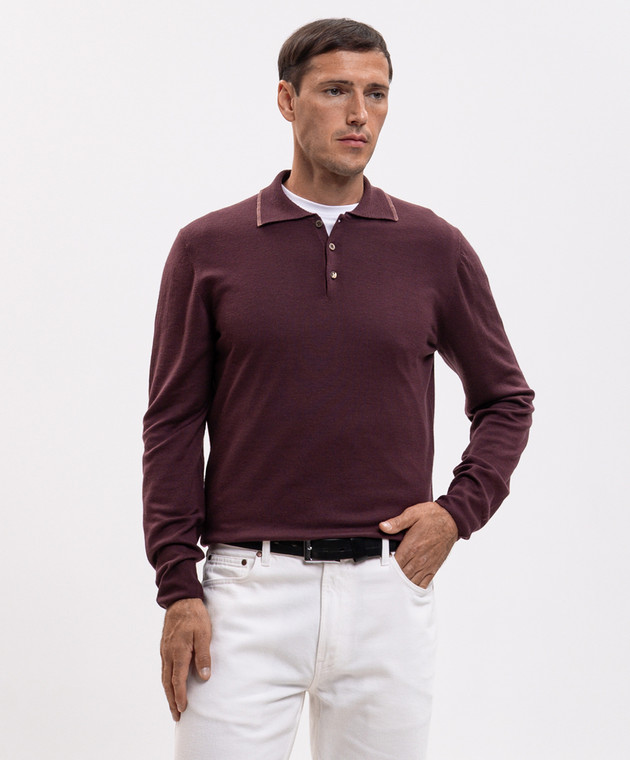 Canali Бордове поло з вовни MK02481C0017 зображення 3