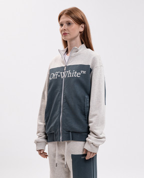 Off-White Синяя спортивная куртка с брендовым принтом 2FE00724T