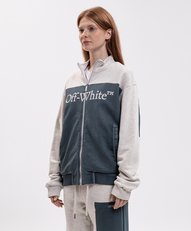 Off-White Синяя спортивная куртка с брендовым принтом 2FE00724T изображение 3
