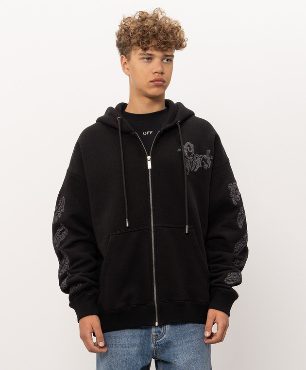 Off-White Чорна спортивна куртка Paisley 44MBE015F26F005 зображення 3