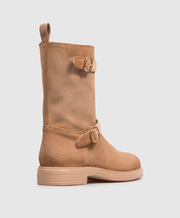 Santoni Бежевые замшевые ботинки WTYW72447PKVNHSY изображение 3