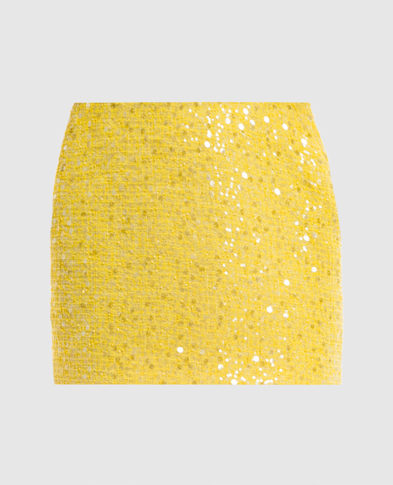 Желтая твидовая юбка мини в пайетке