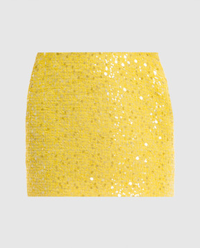 David Koma Жовта твідова спідниця міні в паєтки RE26DK80S