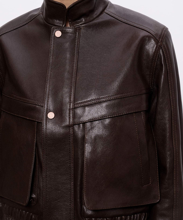 Babe Pay Pls Коричневая кожаная укороченная куртка 2508LUKAS изображение 5