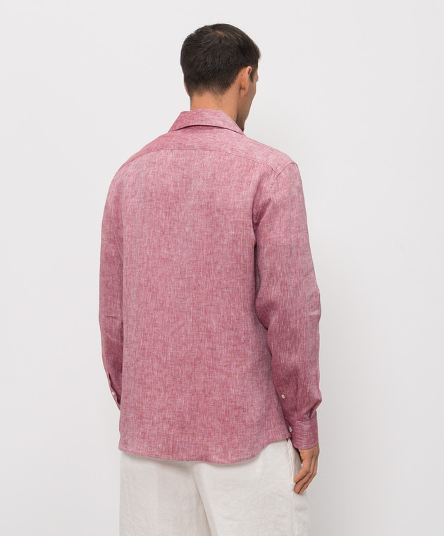Brunello Cucinelli Бордова сорочка з льону MM6840658 зображення 4