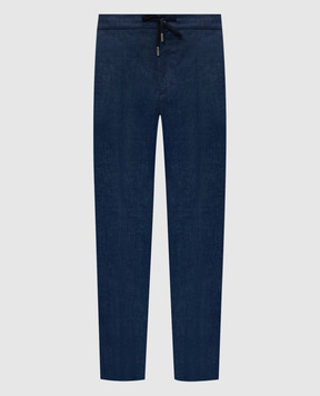 CAPOBIANCO Сині штани з льону 20M811LL00