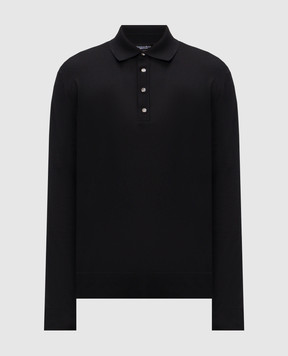 Stefano Ricci Чорне поло з довгими рукавами з шовком K616440P34F26109