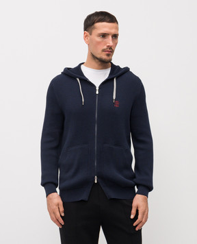 Brunello Cucinelli Синя спортивна куртка з вишивкою емблеми M29200416G