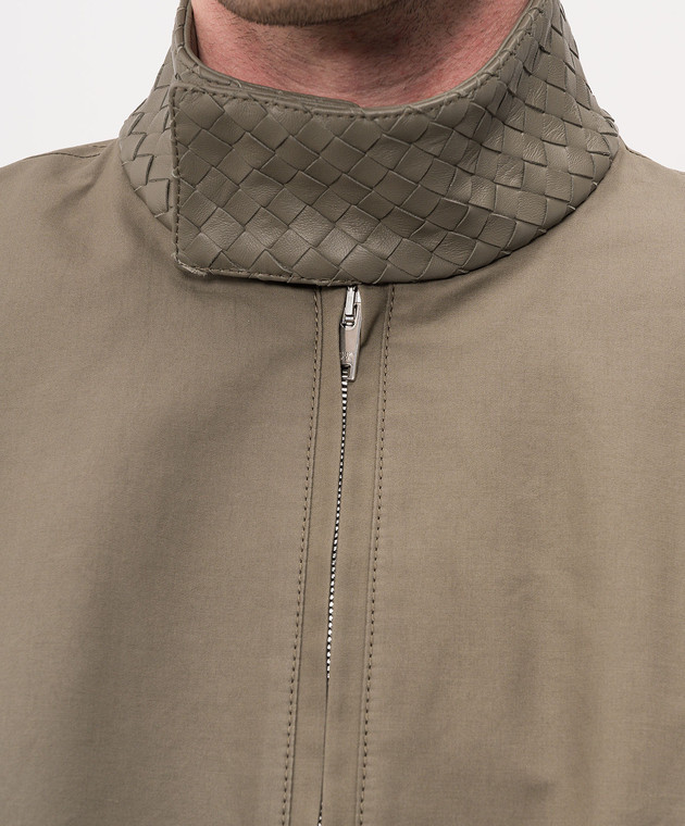 Bottega Veneta Куртка цвета хаки с кожаным воротником 852530V6D10 изображение 5