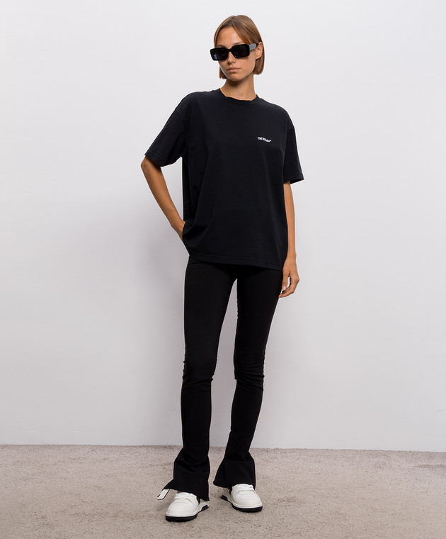 Off-White Черная футболка Arrow Out Flower 2FA00644T изображение 2
