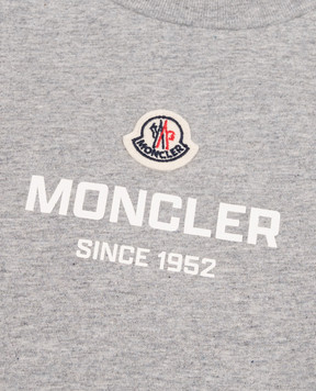 Moncler ENFANT Детская серая футболка с контрастным логотипом L29548C0001189AFV