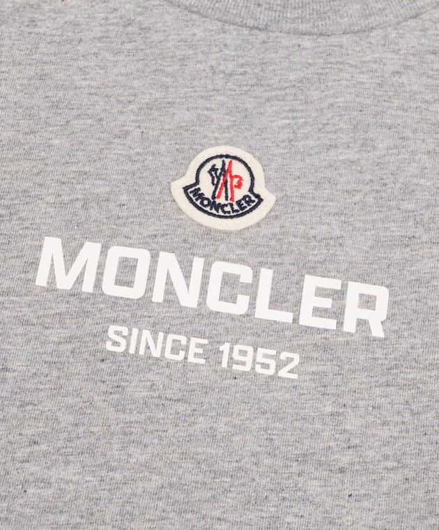 Moncler ENFANT Дитяча сіра футболка з контрастним логотипом L29548C0001189AFV зображення 3