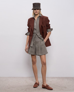 Brunello Cucinelli Сіра сорочка з льону MA698MQ906