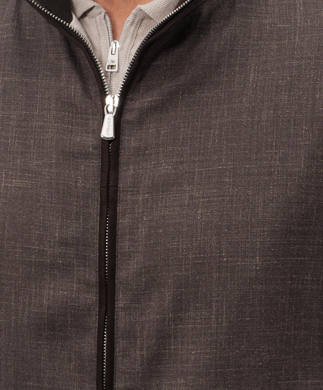 Enrico Mandelli Коричневая куртка из шерсти, шелка и льна 3T501B6020 изображение 5