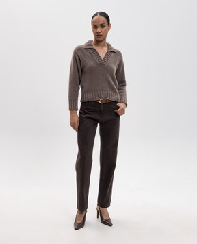 Magda Butrym Коричневий пуловер з кашеміру KNITWEAR16POLO243726