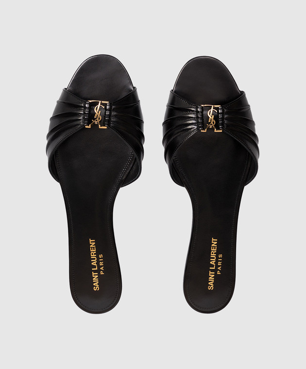 Saint Laurent Черные кожаные шлепанцы BABYLONE 869658AAEHF изображение 4